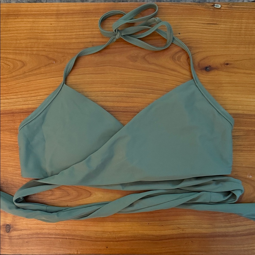 Aerie Green Wrap Bikini Top